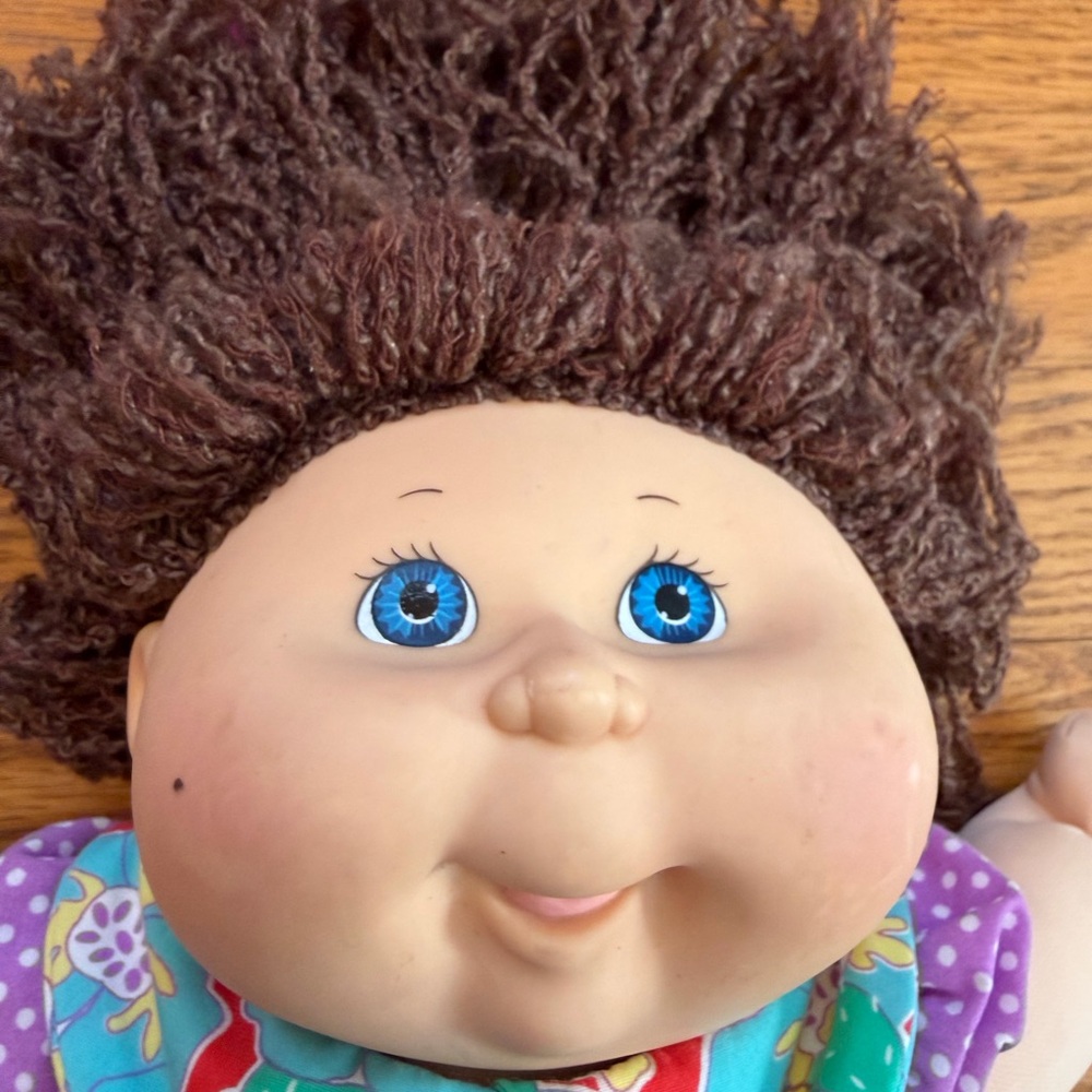 Cabbage Patch Kid 1991 Krinkle Hair Purple Polka Dot Outfit - Picture 2 of 16